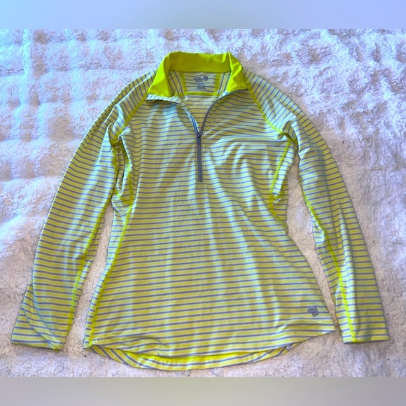 Mountain Hardwear Tops - Mountain Hardwear Yellow and Gray Fitted Long Sleeve Polo